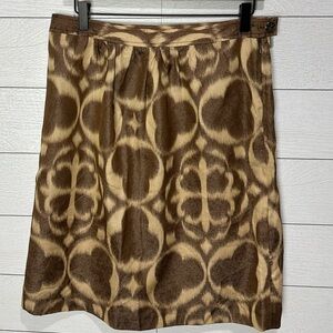 Tory Burch Brown & Tan Silk Blend Skirt Size 8